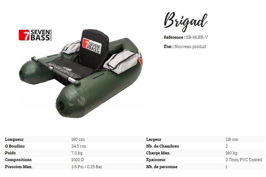 Belly boat BRIGADE 160  Colore:Verde