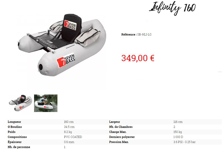 Belly boat INFINITY 160